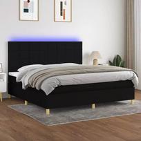 led miegamojo - vidaXL Lova su spyruoklėmis ir čiužiniu, juoda (Black), 200x200 cm, audinys - 2 nuotrauka
