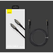 baseus usb type c laidas 2m - Baseus Tungsten Gold Type-C to Lightning 20W, 2m Black - 20 nuotrauka