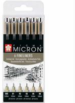 Žymeklių rinkinys Talens Sakura Pigma Micron, Juodas (Black), 6 vnt.