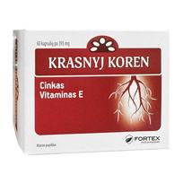 Fortex Raudonoji šaknis (Krasnyj koren) su cinku ir vitaminu E, 60 kapsulių