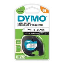 etikeciu printer - Dymo label printer tape LetraTag Plastic 12mmx4m, black/white | S0721660 - 1 nuotrauka