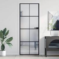 Stumdomos durys vidaXL 76 x 201,5 cm, juodos (Black), grūdintas stiklas/aliuminis