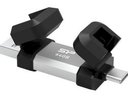 Silicon Power Dual USB Drive | Mobile C51 | 64GB | USB Type-A and USB Type-C | Silver | SP064GBUC3C51V1S