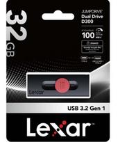 usb c atmintukas - Lexar | Flash Drive | JumpDrive D300 | 32GB | USB 3.2 Gen 1 | Black/Red | LJDD300032G-BNBNG - 1 nuotrauka