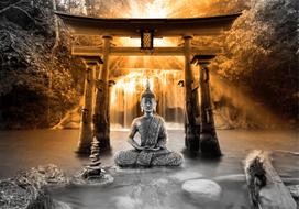 Fototapetas Artgeist Buddha Smile (Orange), 280 cm x 400 cm