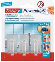 tesa powerstrips - Kabliukai TESA SMALL LASSI, chromas, 3 vnt. - 1 nuotrauka