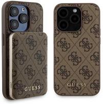 Guess 4G Metal Logo dėklas su Powerbank MagSafe 5000mAh iPhone 15 Pro - Rudas (Brown)