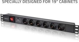 ilgintuvas rite - Qoltec 54601, 1U, 16A, PDU, 6xSchuko, 1.8 m - 1 nuotrauka