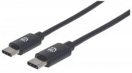 usb to c - Manhattan 354882 USB-C to USB-C kabelis 3 m USB 2.0 Juodas (Black) - 1 nuotrauka
