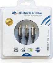 Ab Com 3 x RCA - 3 x RCA kabelis 1.5 m Juodas (Black)
