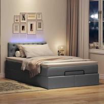 vidaXL Osmanų lova su čiužiniu ir LED, pilkas (Grey), 120x200 cm, audinys