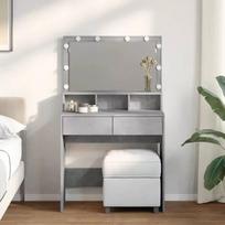 vidaXL Kosmetinis staliukas su LED, betono pilkas (Concrete Grey), 80x41x134,5cm