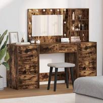 vidaXL Kosmetinis staliukas 3 pcs Ruda (Brown), 40 x 41 x 135 cm, su LED apšvietimu