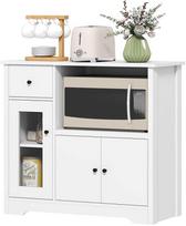 spintele mikrobangu - HOMCOM Šoninė virtuvės spintelė su mikrobangų lentyna, balta (White) - 1 nuotrauka