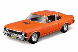 MAISTO DIE CAST 1:24 modelis 1970 Chevrolet Nova SS - Oranžinis (Orange)