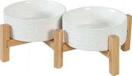 Zolux Keramo Duo, Stovas su dubenėliais šuniui, 600 ml, Balta (White)