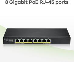 8 poe port switch - ZYXEL GS1915-8EP, 8-PORT GBE POE SMART HYBRID MODE SWITCH, STANDALONE OR NEBULAFLEX CLOUD, 60 WATT 802.3AT, DESKTOP, FANLESS | GS1915-8EP-EU0101F - 6 nuotrauka