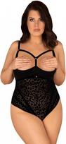 Obsessive Jagueria Crotchless Teddy 6XL/7XL, Juodas (Black)