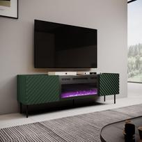elektrinis stalo 180 - Cama Meble Onda RTV spintelė su elektriniu židiniu, žalia (Green), 180,5x40x58,39 cm - 1 nuotrauka