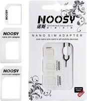 micro sim adapteris - Noosy Universal Nano Micro SIM Adapterių Rinkinys + Raktas, Baltas (White) - 1 nuotrauka