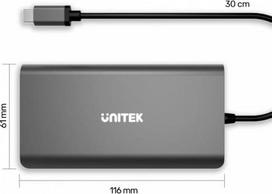usb c 100w laidas - Unitek D1019B USB-C Hub 8W1 USB-C 3.1, PD 100W, D1019B - 3 nuotrauka