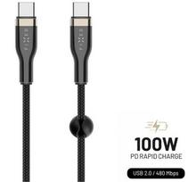usb 100w laidas - Fixed | Braided Cable, 100W | FIXDB-CC12-BK | Black - 1 nuotrauka