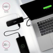 usb c 100w laidas - Axagon Multi port USB 3.2 Gen 1 hub. HDMI, four USB-A outputs and Power Delivery. Kabel USB-C 20cm. | HMC-6H4A - 3 nuotrauka
