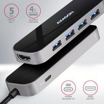 usb c 100w laidas - Axagon Multi port USB 3.2 Gen 1 hub. HDMI, four USB-A outputs and Power Delivery. Kabel USB-C 20cm. | HMC-6H4A - 5 nuotrauka