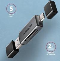 sd card usb c reader - Axagon CRE-DAC External, Type-C Type-A 2-slot SD/microSD - 2 nuotrauka