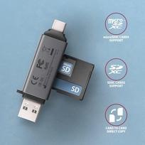 sd card usb c reader - Axagon CRE-DAC External, Type-C Type-A 2-slot SD/microSD - 3 nuotrauka