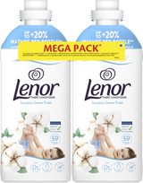 Lenor Audinių minkštiklis Sensitive Cotton Fresh, 2 x 1,239 L