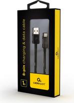8 pin kabelis - Gembird Cable USB to Apple Lightning Black 1m - 5 nuotrauka