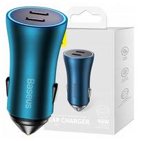 Automobilinis įkroviklis Baseus CGJP000003, 2 x USB-C, mėlyna, 40 W