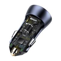 baseus car charger - Baseus Golden Contactor Pro car charger, 2x USB, QC SCP, 40W (gray) - 3 nuotrauka