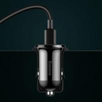 baseus car charger - BASEUS 12-24V 2xUSB 4.8A, juodas - 8 nuotrauka