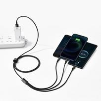 usb a to lightning iphone - Baseus 3in1 Tungsten Gold USB to micro USB + USB-C + Lightning 1.5m Black - 7 nuotrauka