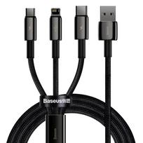 usb a to lightning iphone - Baseus 3in1 Tungsten Gold USB to micro USB + USB-C + Lightning 1.5m Black - 13 nuotrauka