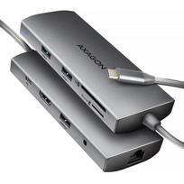 hdmi 2.1 kabelis - AXAGON HMC-8HLSA USB-C 3.2 Gen 1 šakotuvas, 3x USB-A + 4K/30Hz HDMI + SD/microSD, GLAN, garsas, PD 100W, 20 cm USB-C laidas (Pilka) - 7 nuotrauka