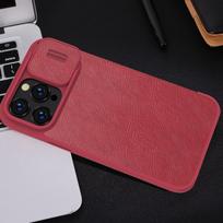 iphone 14 pro deklas odinis - Nillkin Qin Pro Leather Apple iPhone 14 Pro Max rudas - 2 nuotrauka