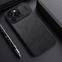 iphone 14 pro deklas odinis - Nillkin Qin Pro Leather Apple iPhone 14 Pro Max rudas - 3 nuotrauka
