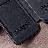 iphone 14 pro deklas odinis - Nillkin Qin Pro Leather Apple iPhone 14 Pro Max rudas - 8 nuotrauka