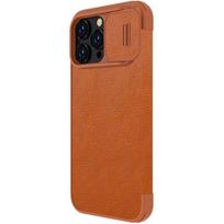 iphone 14 pro deklas odinis - Nillkin Qin Pro Leather Apple iPhone 14 Pro Max rudas - 17 nuotrauka
