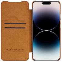 iphone 14 pro deklas odinis - Nillkin Qin Pro Leather Apple iPhone 14 Pro Max rudas - 19 nuotrauka