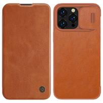 iphone 14 pro deklas odinis - Nillkin Qin Pro Leather Apple iPhone 14 Pro Max rudas - 20 nuotrauka