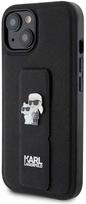 telefono deklas karl lagerfeld - Karl Lagerfeld "Gripstand Saffiano Karl and Choupette Pins iPhone 15" Black - 1 nuotrauka