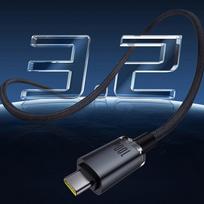 baseus usb c 3.2 - Baseus Crystal Shine Series USB-C to USB-C 100W 1.5m Juodas (Black) - 3 nuotrauka