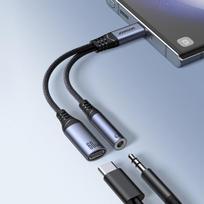 usb dac - Joyroom SY-C02 2-in-1 garso adapteris USB-C į 3.5 mm / USB-C Juodas (Black) - 4 nuotrauka