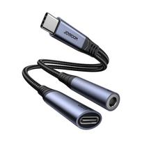 usb dac - Joyroom SY-C02 2-in-1 garso adapteris USB-C į 3.5 mm / USB-C Juodas (Black) - 5 nuotrauka