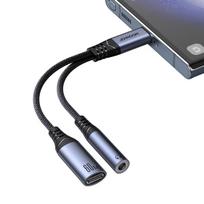 usb dac - Joyroom SY-C02 2-in-1 garso adapteris USB-C į 3.5 mm / USB-C Juodas (Black) - 10 nuotrauka