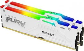ecco - Kingston FURY Beast RGB Baltas (White) DDR5 32GB (2x16GB) 6000MHz CL30 DIMM Kit - 1 nuotrauka